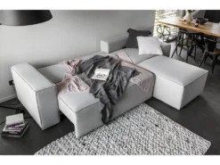 Canapé D'angle Convertible - SIDNEY VELOURS - En Tissu Luxe - 5/6 Places, Gris Clair, Angle Droit (vu De Face) -Canapé Soldes Boutique canape 9993879