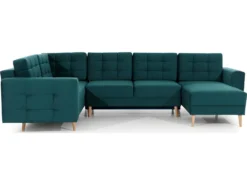 Canapé Panoramique Convertible - ASMA VELOURS - En Tissu De Qualité 5 Places, Vert Foncé, Méridienne à Droite Et Angle à Gauche (vu De Face) 7 Canapé Panoramique Convertible - ASMA VELOURS - En Tissu De Qualité 5 Places, Vert Foncé, Méridienne à Droite Et Angle à Gauche (vu De Face) -Canapé Soldes Boutique canape 9994009