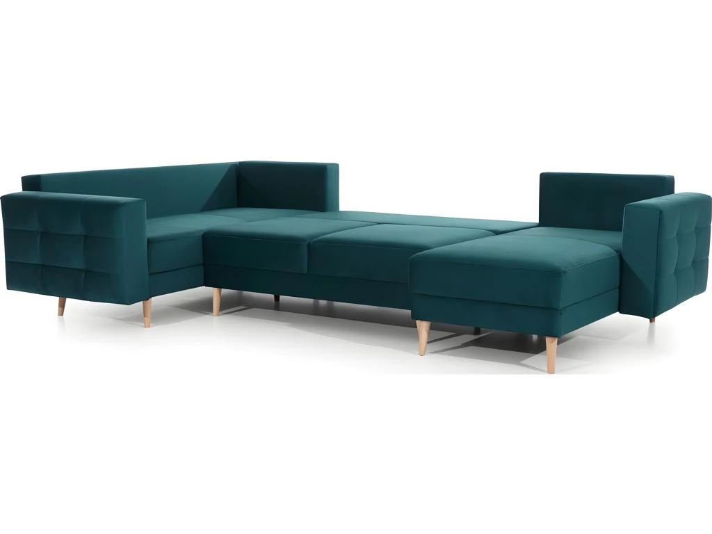 Canapé Panoramique Convertible - ASMA VELOURS - En Tissu De Qualité 5 Places, Vert Foncé, Méridienne à Droite Et Angle à Gauche (vu De Face) 4 Canapé Panoramique Convertible - ASMA VELOURS - En Tissu De Qualité 5 Places, Vert Foncé, Méridienne à Droite Et Angle à Gauche (vu De Face) – Image 4