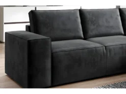 Canapé D'angle Convertible - SIDNEY VELOURS - En Tissu Luxe - 5/6 Places, Anthracite, Angle Droit (vu De Face) -Canapé Soldes Boutique canape 9994365