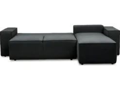 Canapé D'angle Convertible - SIDNEY VELOURS - En Tissu Luxe - 5/6 Places, Anthracite, Angle Droit (vu De Face) -Canapé Soldes Boutique canape 9994367