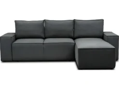 Canapé D'angle Convertible - SIDNEY VELOURS - En Tissu Luxe - 5/6 Places, Anthracite, Angle Droit (vu De Face) -Canapé Soldes Boutique canape 9994369