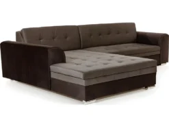 Canapé D'angle Convertible En Tissu Velours Luxe, Marron Et Chocolat, 5 Places, Angle Gauche (vu De Face), SOHO VELOURS -Canapé Soldes Boutique canape 9994391