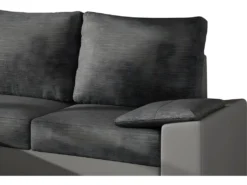 Canapé D'angle Convertible - En Tissu Gris Et Simili Gris, Angle Gauche (vu De Face) - LUCAS -Canapé Soldes Boutique canape 9994399