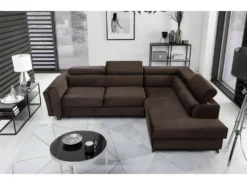 Canapé D'angle Convertible - KARL VELOURS - En Tissu Prestige, 5 Places, Chocolat, Angle Droit (vu De Face) 8 Canapé D'angle Convertible - KARL VELOURS - En Tissu Prestige, 5 Places, Chocolat, Angle Droit (vu De Face) -Canapé Soldes Boutique canape 9994477