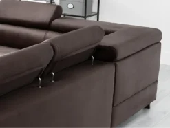 Canapé D'angle Convertible - KARL VELOURS - En Tissu Prestige, 5 Places, Chocolat, Angle Droit (vu De Face) 9 Canapé D'angle Convertible - KARL VELOURS - En Tissu Prestige, 5 Places, Chocolat, Angle Droit (vu De Face) -Canapé Soldes Boutique canape 9994479