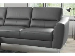 Canapé D'angle Convertible En Cuir Italien De Luxe 5 Places SANTORIN, Avec Coffre, Gris Foncé, Angle Gauche (vu De Face) -Canapé Soldes Boutique canape 9994511