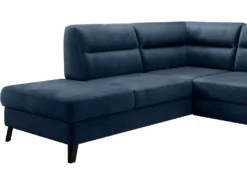 Canapé D'angle Convertible - CASTA VELOURS - En Tissu Luxe, BLEU, 5/6 Places, Angle Gauche (vu De Face) -Canapé Soldes Boutique canape 9994575