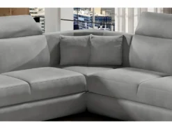 Canapé D'angle Convertible - FELIPE VELOURS - En Tissu Luxe Gris Clair, 5/6 Places -Canapé Soldes Boutique canape 9994585