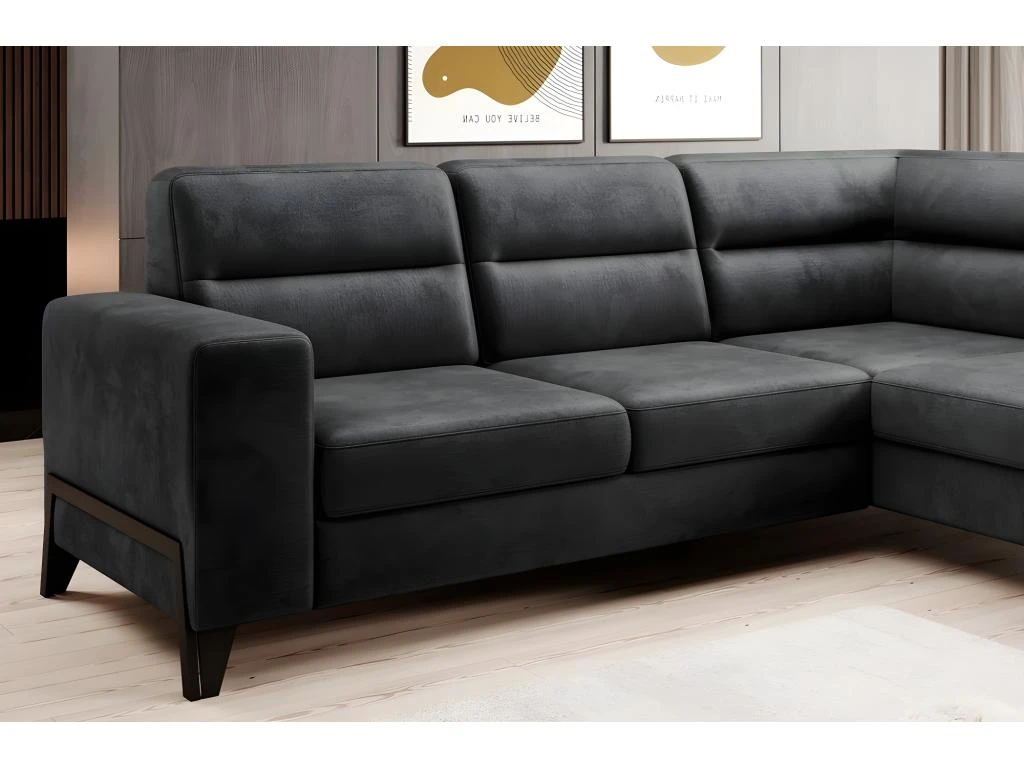 Canapé D'angle Convertible - CASTA VELOURS - En Tissu Luxe, Anthracite, 5/6 Places, Angle Droit (vu De Face) 2 Canapé D'angle Convertible - CASTA VELOURS - En Tissu Luxe, Anthracite, 5/6 Places, Angle Droit (vu De Face) – Image 2