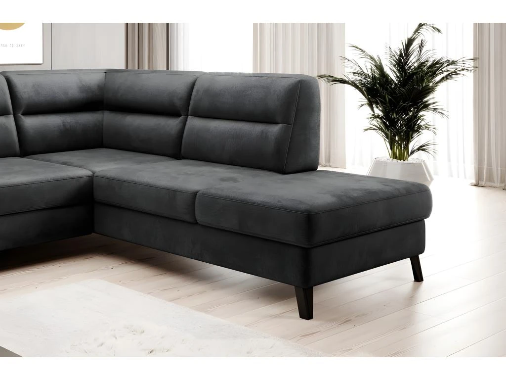 Canapé D'angle Convertible - CASTA VELOURS - En Tissu Luxe, Anthracite, 5/6 Places, Angle Droit (vu De Face) 4 Canapé D'angle Convertible - CASTA VELOURS - En Tissu Luxe, Anthracite, 5/6 Places, Angle Droit (vu De Face) – Image 4