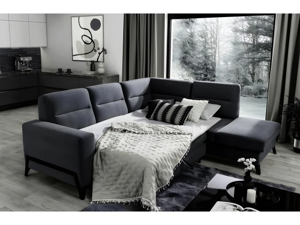 Canapé D'angle Convertible - CASTA VELOURS - En Tissu Luxe, Anthracite, 5/6 Places, Angle Droit (vu De Face) 5 Canapé D'angle Convertible - CASTA VELOURS - En Tissu Luxe, Anthracite, 5/6 Places, Angle Droit (vu De Face) – Image 5