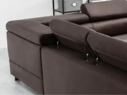 Canapé D'angle Convertible - KARL VELOURS - En Tissu Prestige - 5 Places, Chocolat, Angle Gauche (vu De Face) -Canapé Soldes Boutique canape 9995043