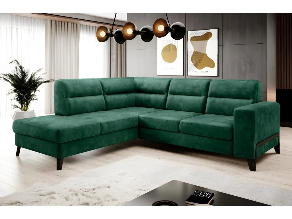 Canapé D'angle Convertible - CASTA VELOURS - En Tissu Luxe, VERT, 5/6 Places, Angle Gauche (vu De Face) 1 Canapé D'angle Convertible - CASTA VELOURS - En Tissu Luxe, VERT, 5/6 Places, Angle Gauche (vu De Face)