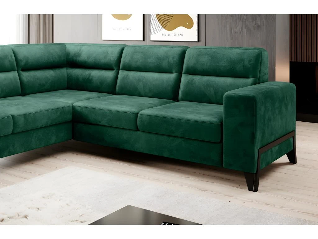 Canapé D'angle Convertible - CASTA VELOURS - En Tissu Luxe, VERT, 5/6 Places, Angle Gauche (vu De Face) 2 Canapé D'angle Convertible - CASTA VELOURS - En Tissu Luxe, VERT, 5/6 Places, Angle Gauche (vu De Face) – Image 2
