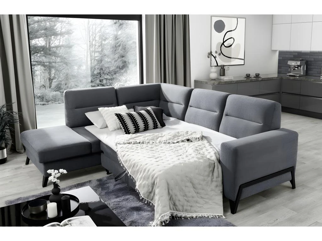 Canapé D'angle Convertible - CASTA VELOURS - En Tissu Luxe, VERT, 5/6 Places, Angle Gauche (vu De Face) 4 Canapé D'angle Convertible - CASTA VELOURS - En Tissu Luxe, VERT, 5/6 Places, Angle Gauche (vu De Face) – Image 4