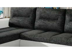 Canapé D'angle Convertible En Tissu Luxe Gris Foncé Et Simili Cuir Blanc, 5 Places, Angle Gauche (vu De Face) - OTELLO -Canapé Soldes Boutique canape 9995793