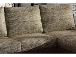 Canapé D'angle Convertible - En Tissu Marron Et Simili Chocolat, Angle Droit (vu De Face) - LUCAS -Canapé Soldes Boutique canape 9995809