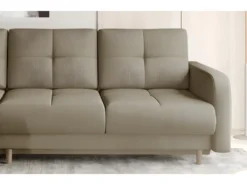 Canapé D'angle Convertible En Tissu Velours Luxe, Rangement - BEIGE, Angle Gauche (vu De Face), ROXANE VELOURS -Canapé Soldes Boutique canape 9995829