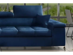 Canapé D'angle Convertible En Tissu Velours Luxe 5 Places, RICHARD, Bleu, Angle Gauche 8 Canapé D'angle Convertible En Tissu Velours Luxe 5 Places, RICHARD, Bleu, Angle Gauche -Canapé Soldes Boutique canape 9996095