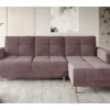 Canapé D'angle Convertible En Tissu Velours Luxe, Rangement - Rose Pale, Angle Droit (vu De Face), ROXANE VELOURS
