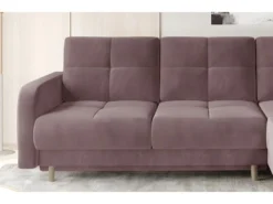 Canapé D'angle Convertible En Tissu Velours Luxe, Rangement - Rose Pale, Angle Droit (vu De Face), ROXANE VELOURS -Canapé Soldes Boutique canape 9996119