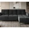 Canapé D'angle Convertible En Tissu Velours Luxe, Rangement - Gris Foncé, Angle Droit (vu De Face), ROXANE VELOURS