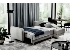 Canapé D'angle Convertible En Tissu Velours Luxe, Rangement - Gris Foncé, Angle Droit (vu De Face), ROXANE VELOURS -Canapé Soldes Boutique canape 9996585