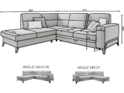 Canapé D'angle Convertible - CASTA VELOURS - En Tissu Luxe, Beige, 5/6 Places, Angle Gauche (vu De Face) -Canapé Soldes Boutique canape 9996647