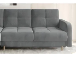 Canapé D'angle Convertible En Tissu Velours Luxe, Rangement - Gris, Angle Gauche (vu De Face), ROXANE VELOURS -Canapé Soldes Boutique canape 9996747