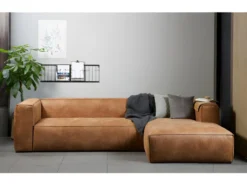 BEAN - Canapé D'angle Gauche 5 Places Eco Cuir Marron L305 -Canapé Soldes Boutique ensemble canape 9490663