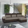 Canapé D'angle Réversible Et Convertible En Tissu GABY - Bicolore Marron / Beige