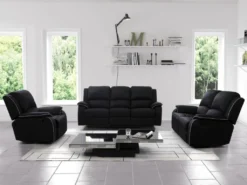 Canapé 2 Places Relax En Microfibre HERNANI - Noir -Canapé Soldes Boutique fauteuil 191495 1